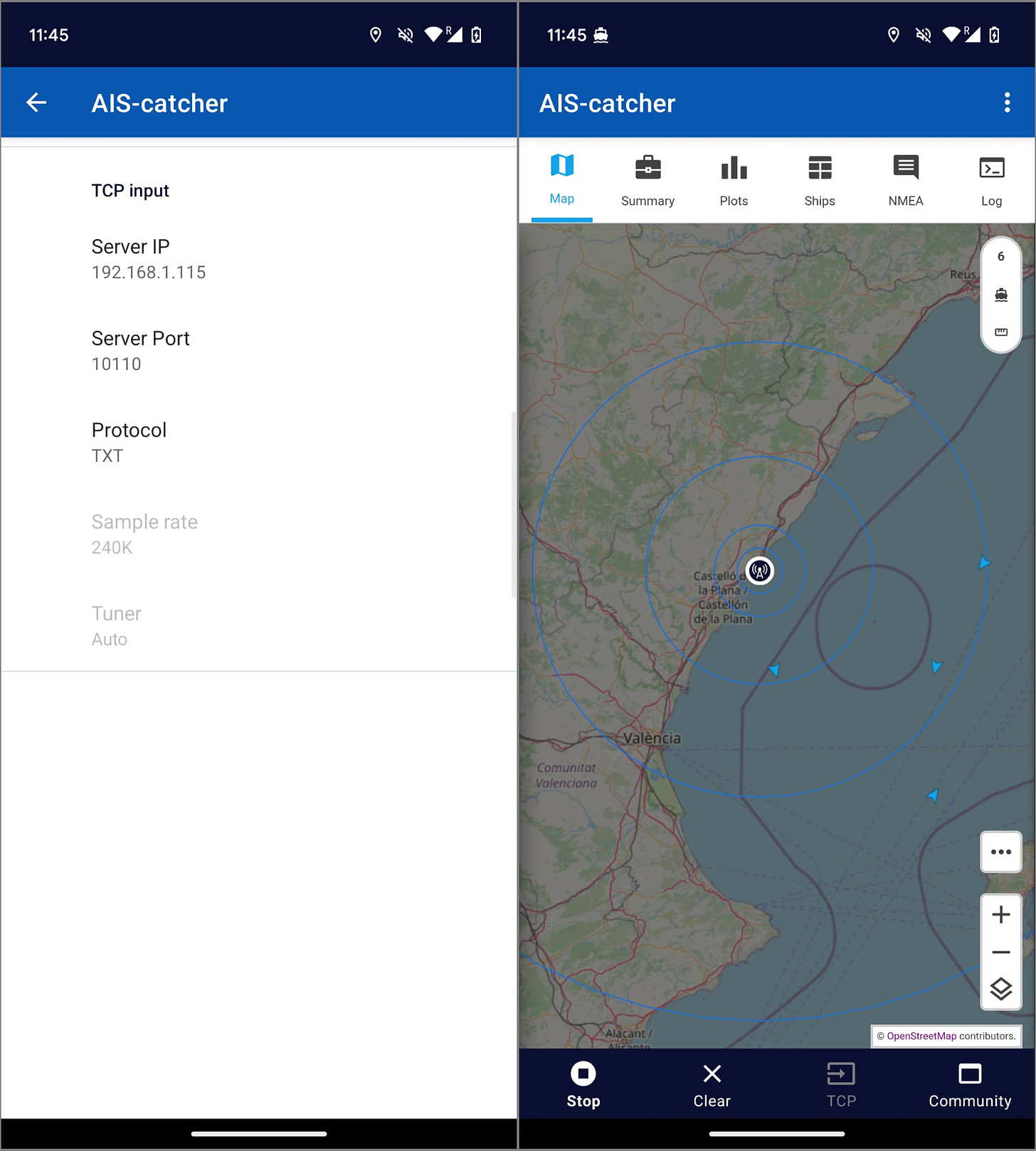 AIS-catcher Android view